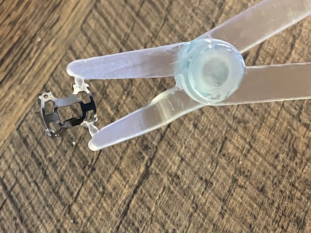 Transparent hinged surgical instrument prototype, SLA printed